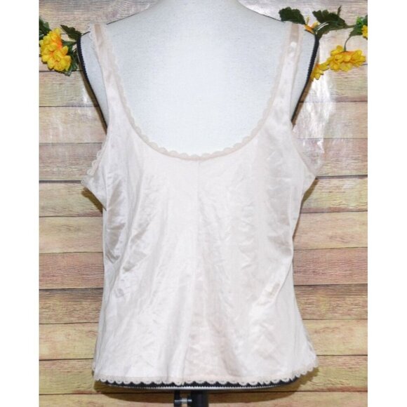 Vintage JCPenny JCP Blush Pink Nylon Camisole Slip Tank Top Lace Trim Size 40 L - Picture 7 of 11